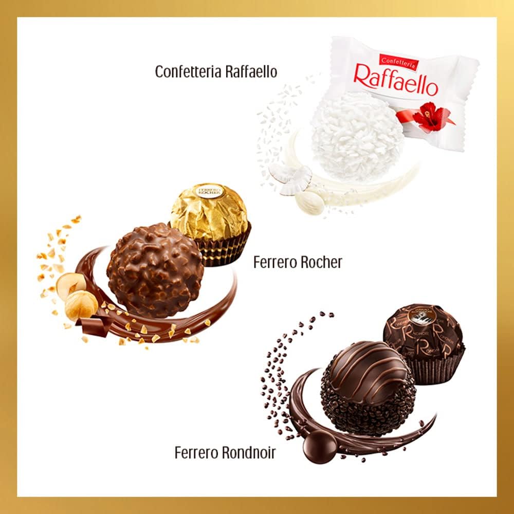 Ferrero Collection Pralines, Christmas, Chocolate Gift, Gifts for Women and Men, Assorted Rocher, Coconut Raffaello and Dark Chocolate Rondnoir, Box of 32 (359g)