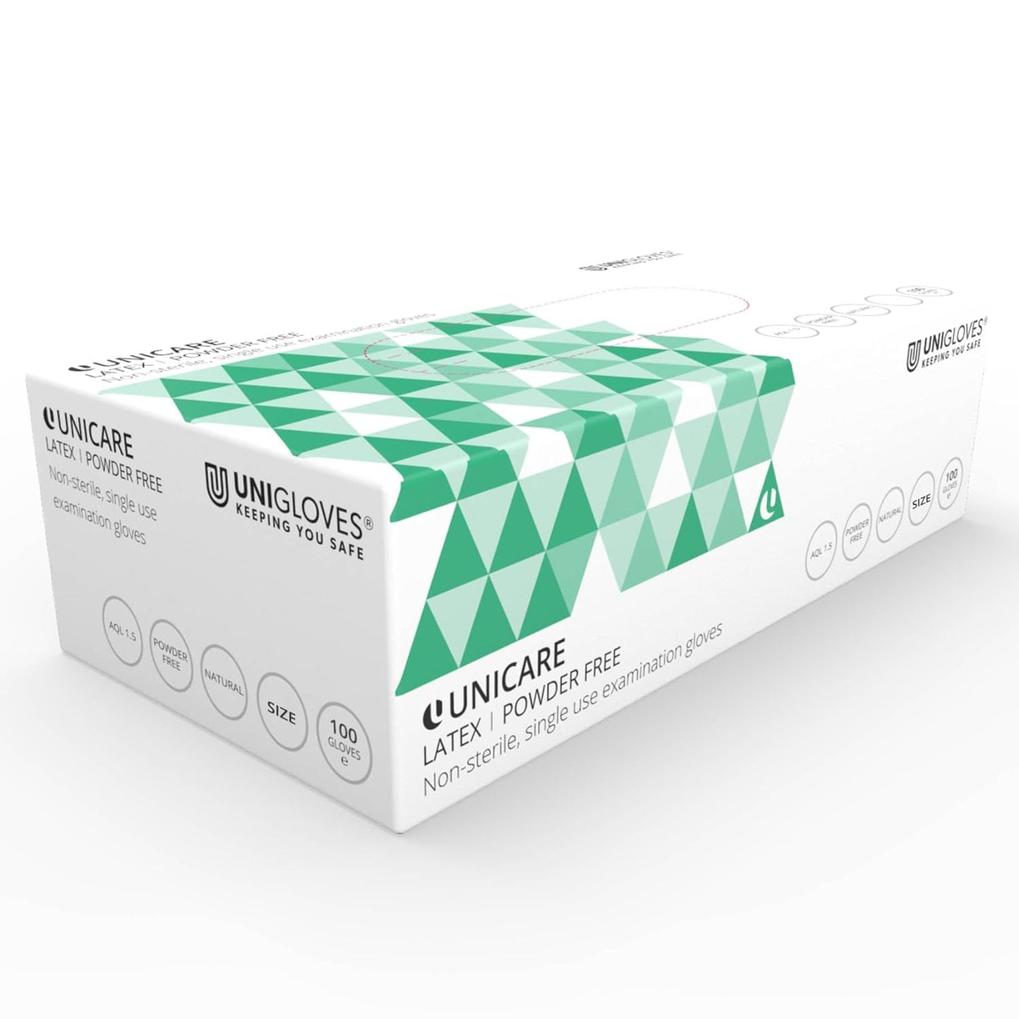 Unigloves Unicare Latex Disposable Gloves - Multipurpose, Powder Free, Examination Gloves - Box of 100 Gloves, Natural, Extra Small (GS0011)