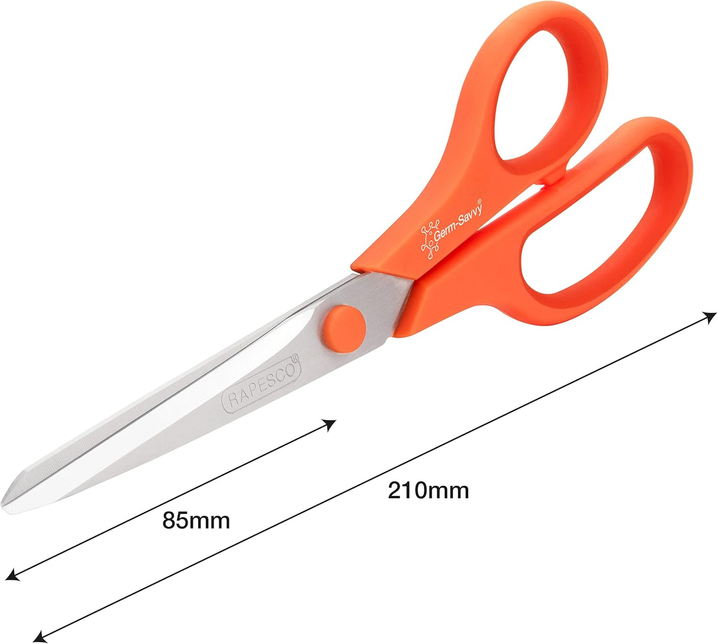 Rapesco 1667 Germ-Savvy Antibacterial, 21 cm Titanium Blade Soft Grip Handle Scissors, Assorted Colours, Pack of 3