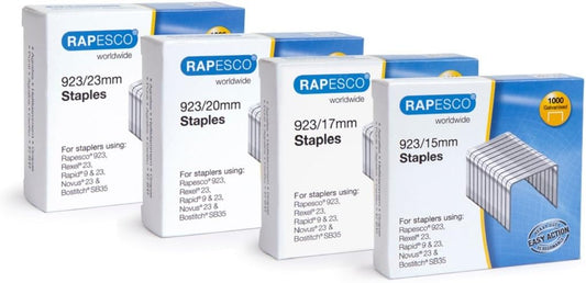 Rapesco 1318 Assorted 923 (Type 23) Heavy Duty Staples 15, 17, 20, 23 mm, Pack of 4000