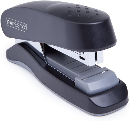 Rapesco 1064 Flat Clinch Heavy Duty Half Strip Stapler, 25 Sheet Capacity, Black