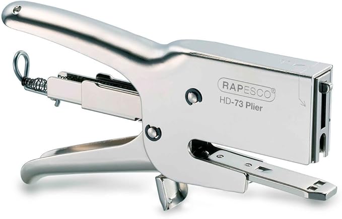 Rapesco 1306 Set Classic Heavy Duty HD-73 Plier Stapler and 2000 73/12mm Staples, 70 Sheet Capacity, Chrome