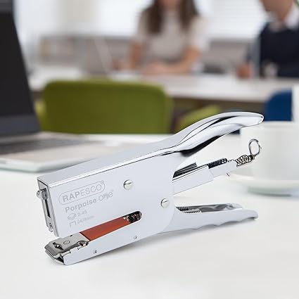 Rapesco 1626 Porpoise ONE Bypass Stapling Plier with Germ-Savvy Bag and 1000 x 24/8mm Staples, Uses 24/8mm Staples, ONE Size only for 2-45 Sheet Capacity, Chrome