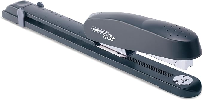 Rapesco 1281 ECO 790 Heavy Duty Long Arm Stapler with 10,000 26/8 mm Staples, 50 Sheet Capacity, Charcoal