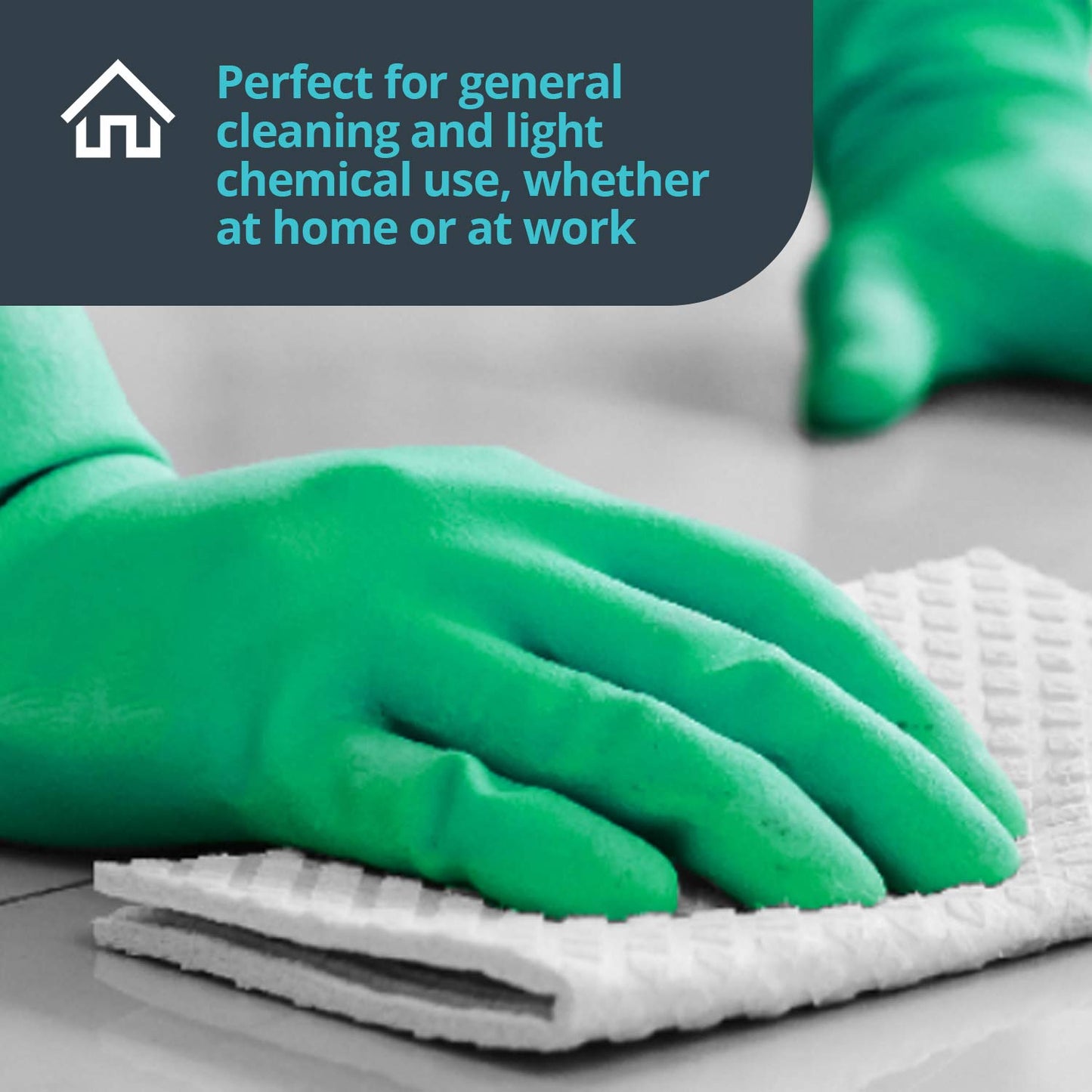 Unigloves Unicare Household Power-Free Reusable Household Latex Gloves, 1 Pair, Green, Extra Large (UCHG3005G)