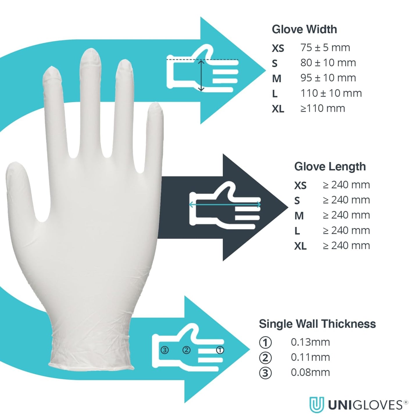 Unigloves Supergrip Latex GM0023 Examination - Multipurpose, Powder Free Disposable Gloves, Box of 100 Gloves, Natural, Medium