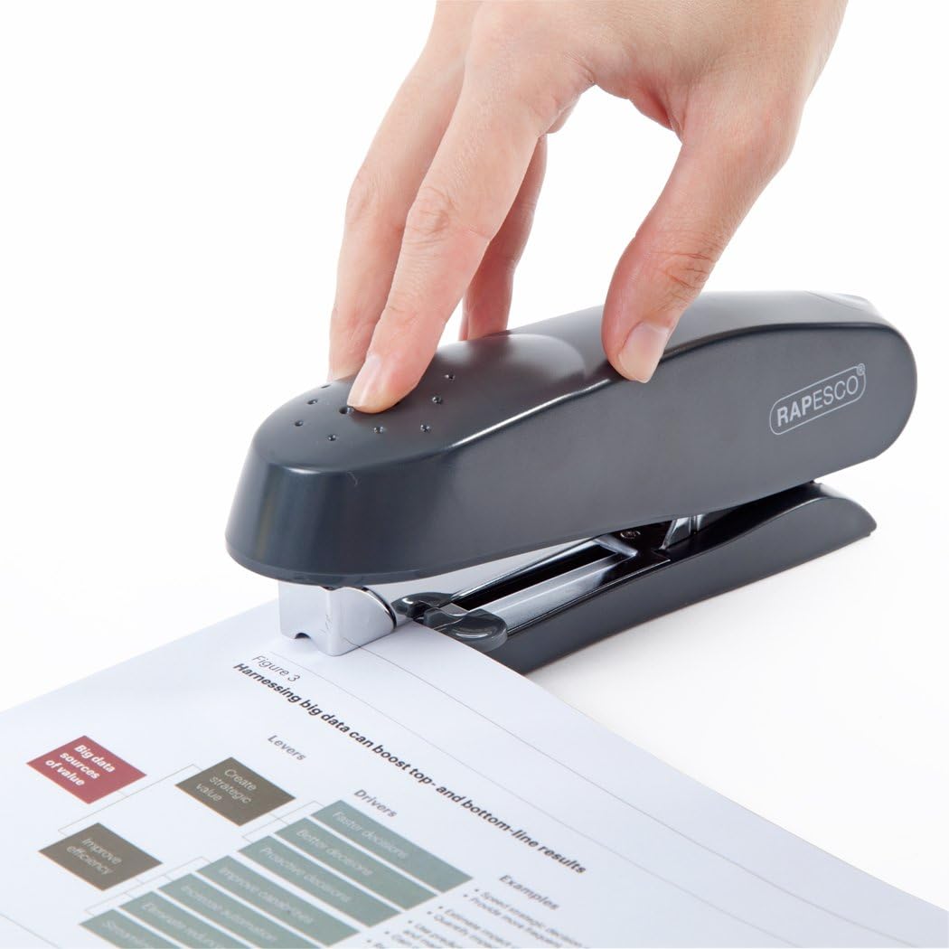 Rapesco R71726B3 ECO Spinna Front Loading Stapler, 50 Sheet Capacity, Grey