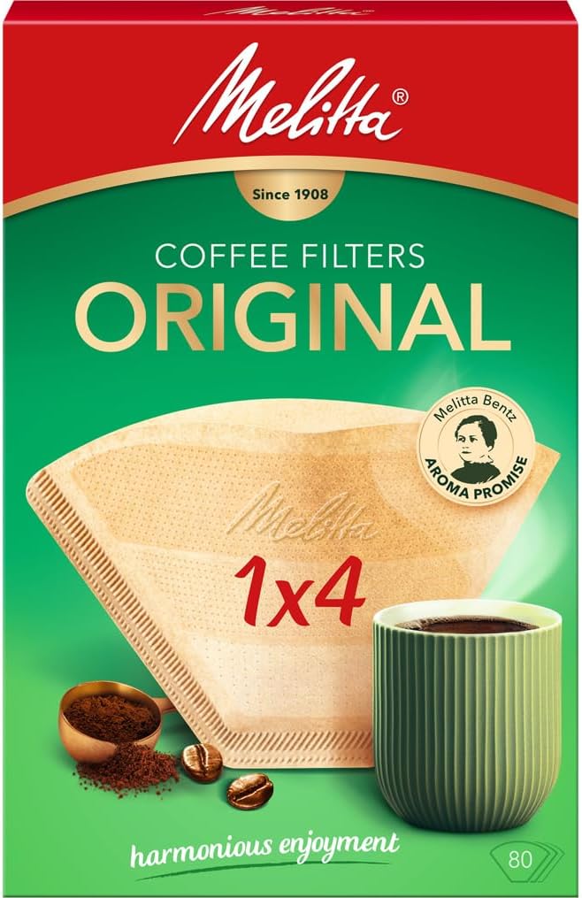 Melitta Original Coffee Filters, 80 per Box, Size 1x4, For Filter Coffee Machines, Natural Brown