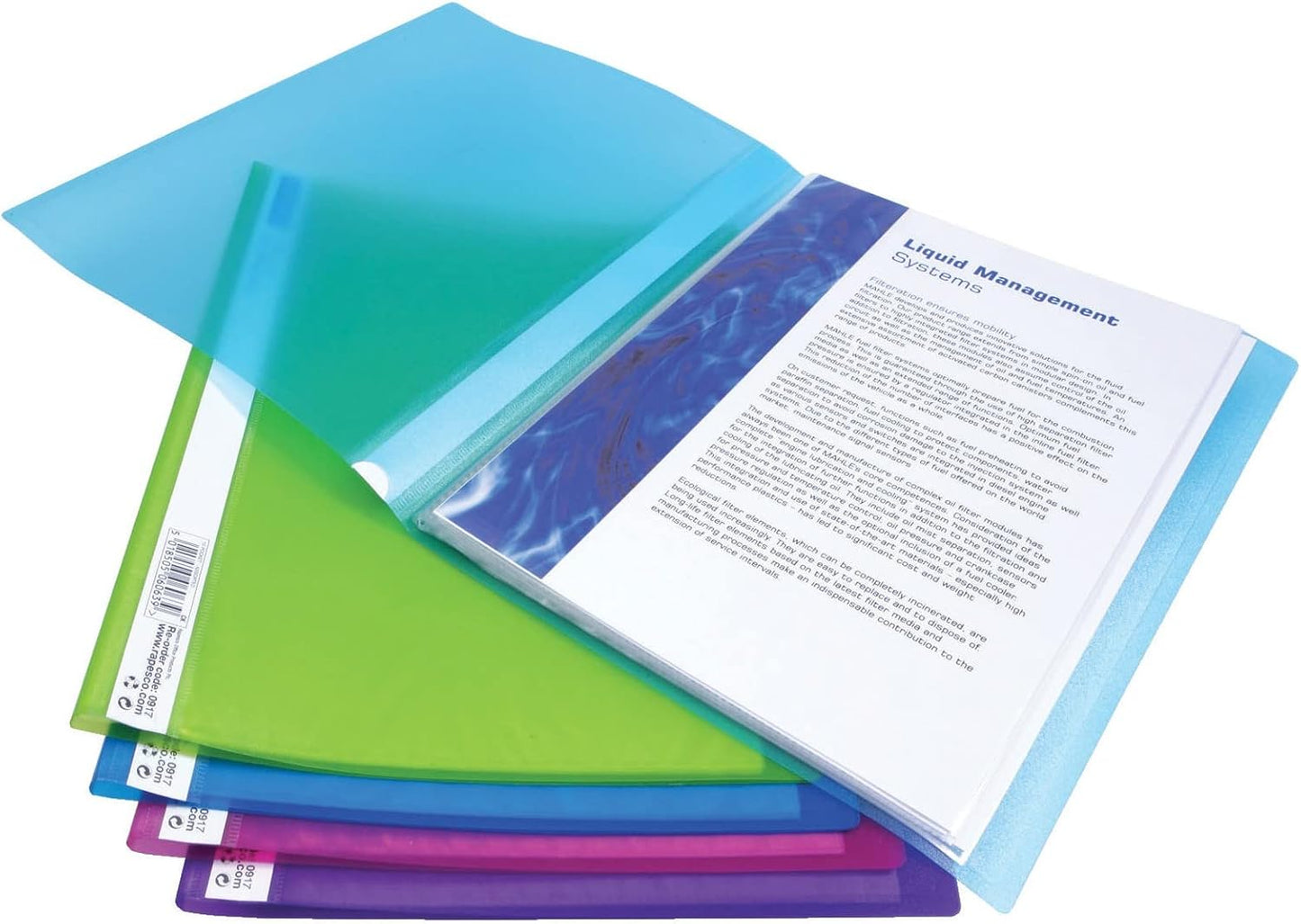 Rapesco 0917 A4 Flexi Display Book with 40 Pockets, Assorted Colours, Pack of 10