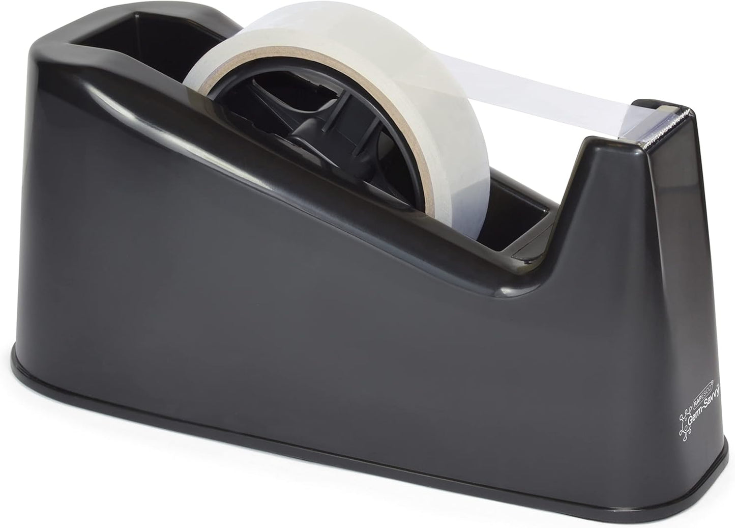 Rapesco 1695 Germ-Savvy Antibacterial, 500 Heavy Duty Tape Dispenser with 1 Clear Tape Roll, Black