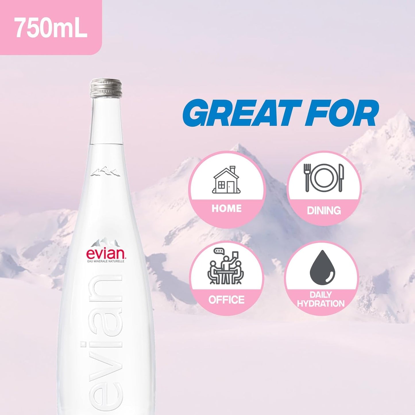 Evian Natural Mineral Water 75cl VAP x 12