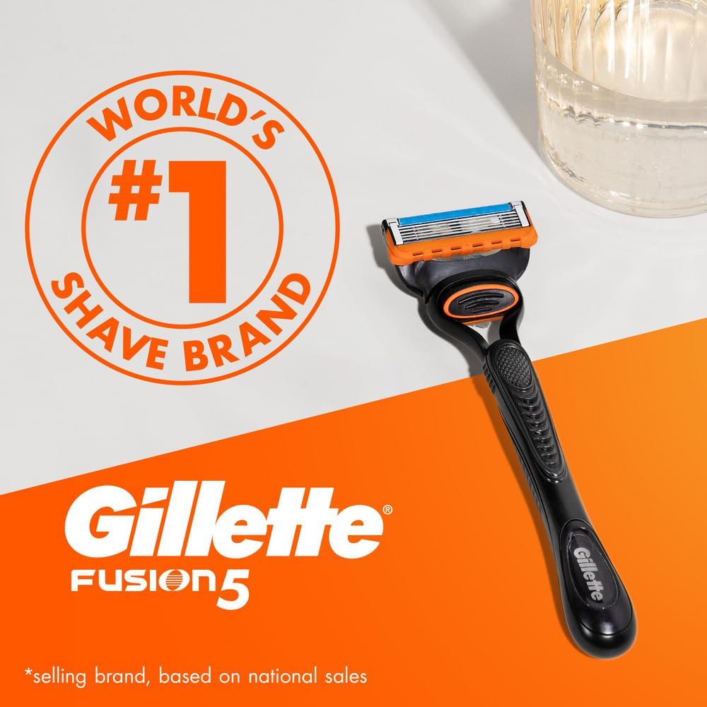 Gillette Fusion5 Razor for Men, 1 Gillette Razor, 10 Razor Blade Refills, with Lubrastrip for a Close Shave