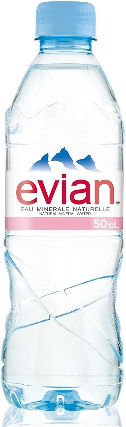 Evian (500ml) Natural Mineral Water Bottle Plastic (1 x Pack of 24 Water Bottles)