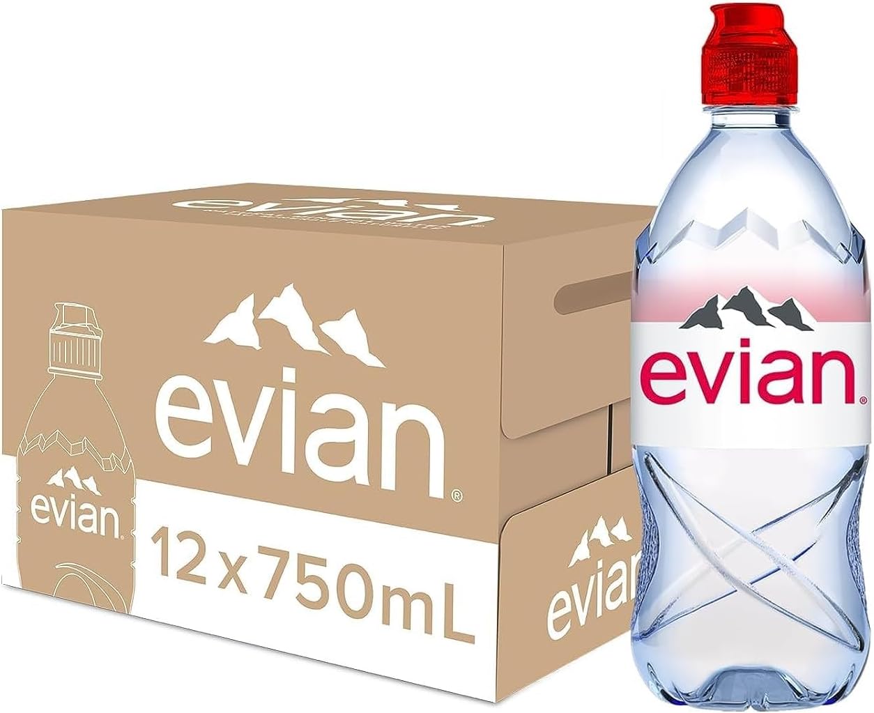 Evian Still Sports Action Natural Mineral Water 750ml (Pack of 12)