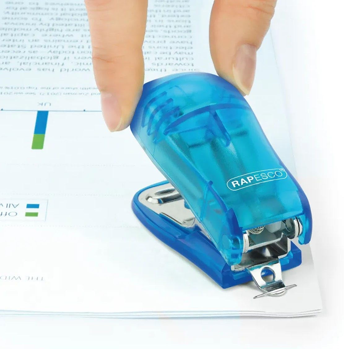 Rapesco 1719 Bug Stapler and 810-P 2-Hole Punch Set with 1000 26/6mm Staples, Transparent Blue