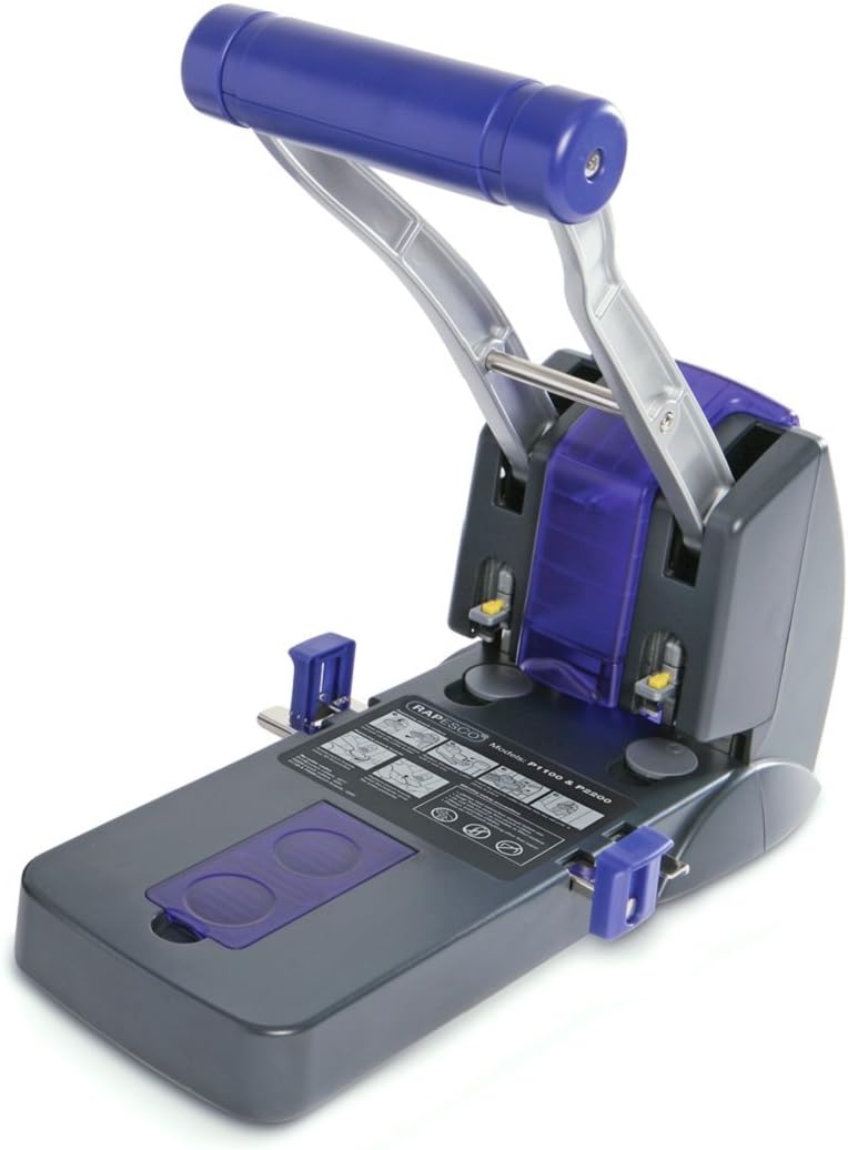 Rapesco PF220AP1 ECO P2200 Heavy Duty 2-Hole Punch, 150 Sheet Capacity, Black/Purple