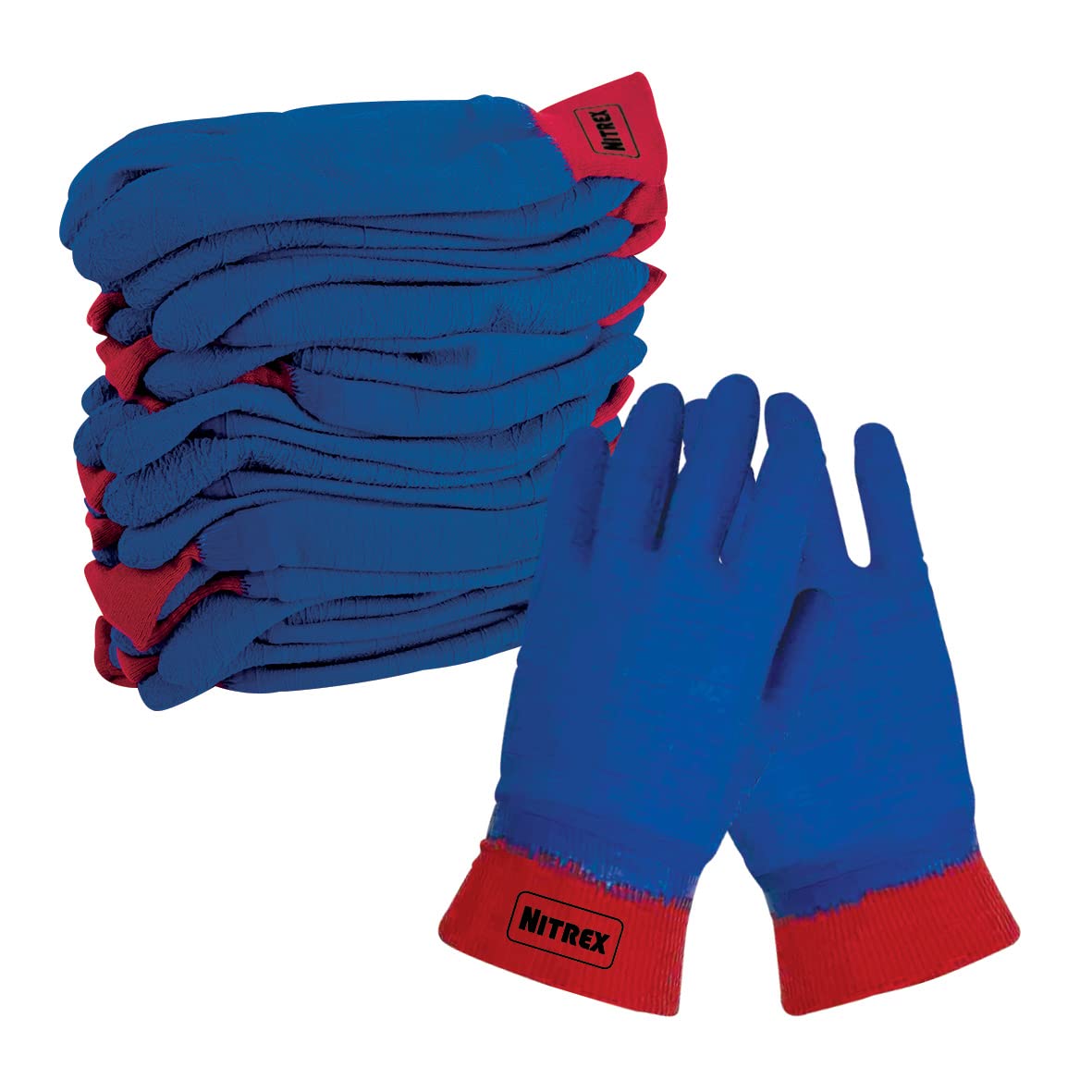 Nitrex 275BG Work and Safety Gloves, Bag of 10 Pairs, Size 8 - B Rated Cut Resistant Gloves with Full Latex Coating and Santized Odour Control