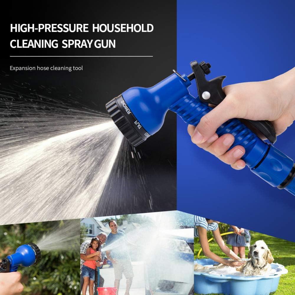 BABADU 100FT Expandable Garden Hose Pipe,Flexible Expanding Magic Hose with 3/4", 1/2" Fittings,Garden Hose with 7 Function Spray Nozzle
