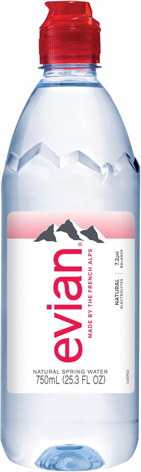 Evian Natural Mineral Water Sports Cap 75cl (PACK OF 12)