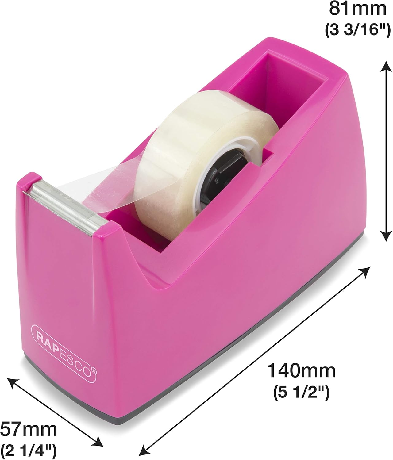 Rapesco 1621 300 Tape Dispenser and 4 Tape Rolls, Hot Pink