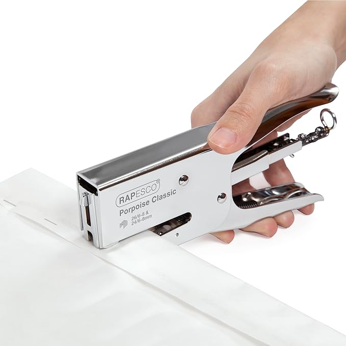 Rapesco R81000A3 Porpoise Classic Stapling Plier, 45 Sheet Capacity, Chrome