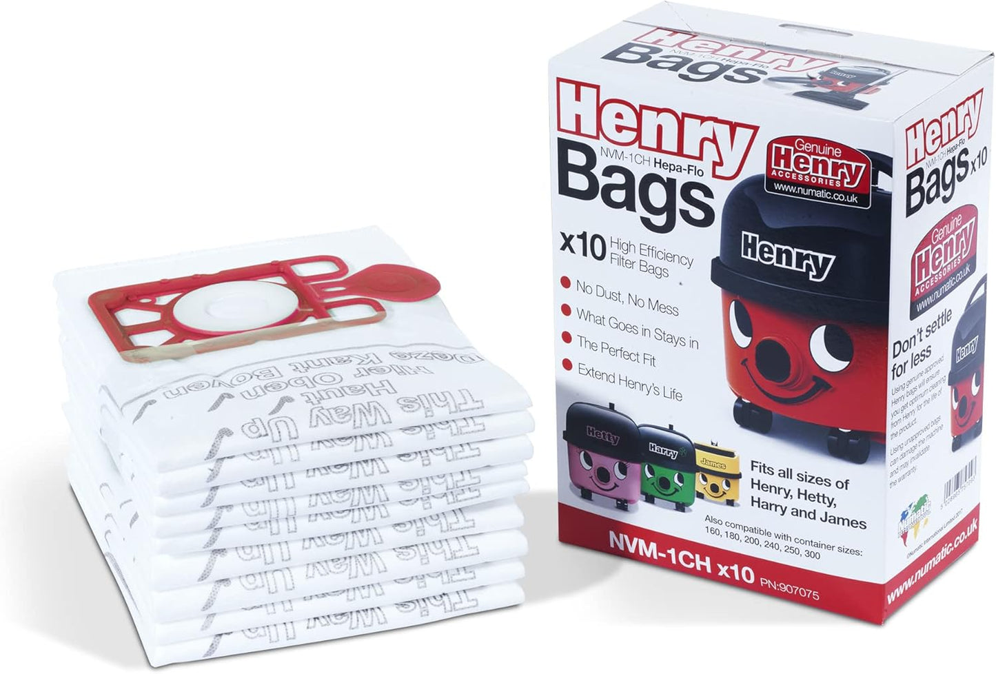 Avern GENUINE ONLY Numatic Henry Hetty NVM-1CH HepaFlo Vacuum Cleaner Dust Bags Pack Of 10-604015 907075