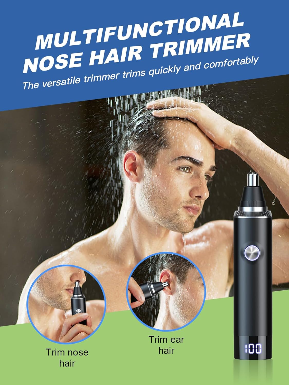 Rechargeable Nose Hair Trimmer for Men and Women, 2025 Upgrade, Painless USB Nose Trimmer, Ear and Nose Clipper, Facial Hair Removal, Easy to Clean, Dual Edge Blades, IPX7 Waterproof