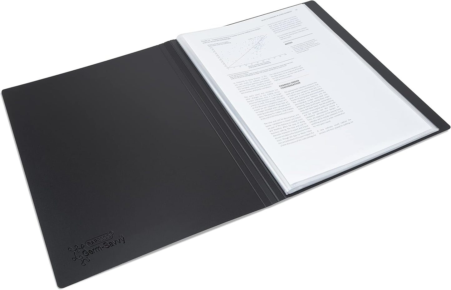 Rapesco 1650 Germ-Savvy Antibacterial, Hardcover Polypropylene Presentation Folder 36 Pockets A4, Black