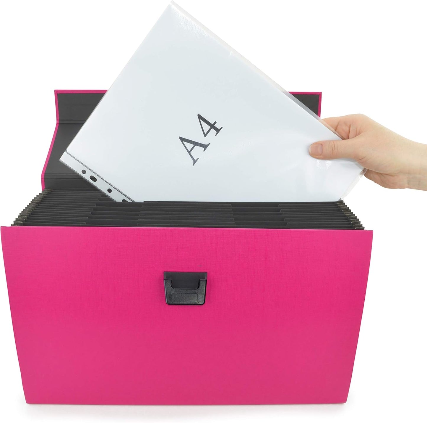 Rapesco 1554 Expanding Box File Document Organiser 19 Pocket, A4+, Hot Pink