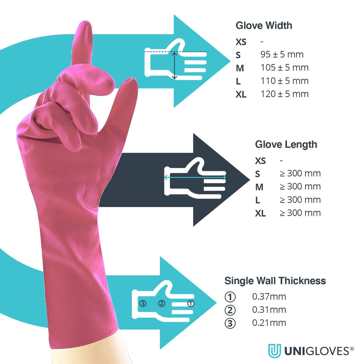 Unigloves Unicare Household Power-Free Reusable Household Latex Gloves, 1 Pair, Yellow, Extra Large (UCHG3005Y)