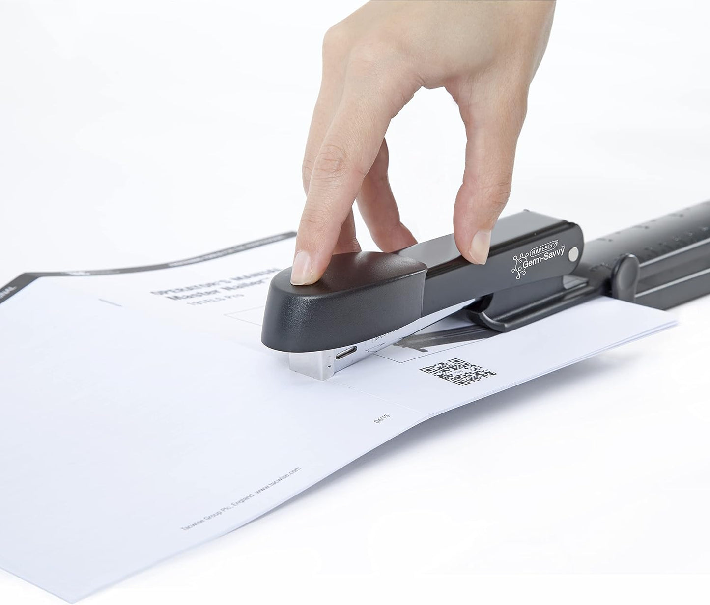 Rapesco A590FBA3 Germ-Savvy Antibacterial, Marlin Long Arm Stapler, Black