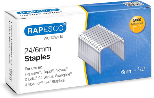 Rapesco S24602Z3 24/6mm (No.16) Galvanised Staples, Box of 5000