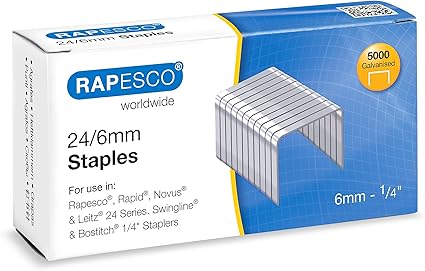 Rapesco S24602Z3 24/6mm (No.16) Galvanised Staples, Box of 5000