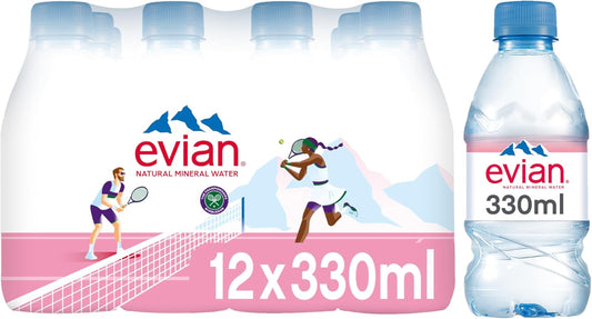 Evian Still Natural Mineral Water, 12 x 330 ml