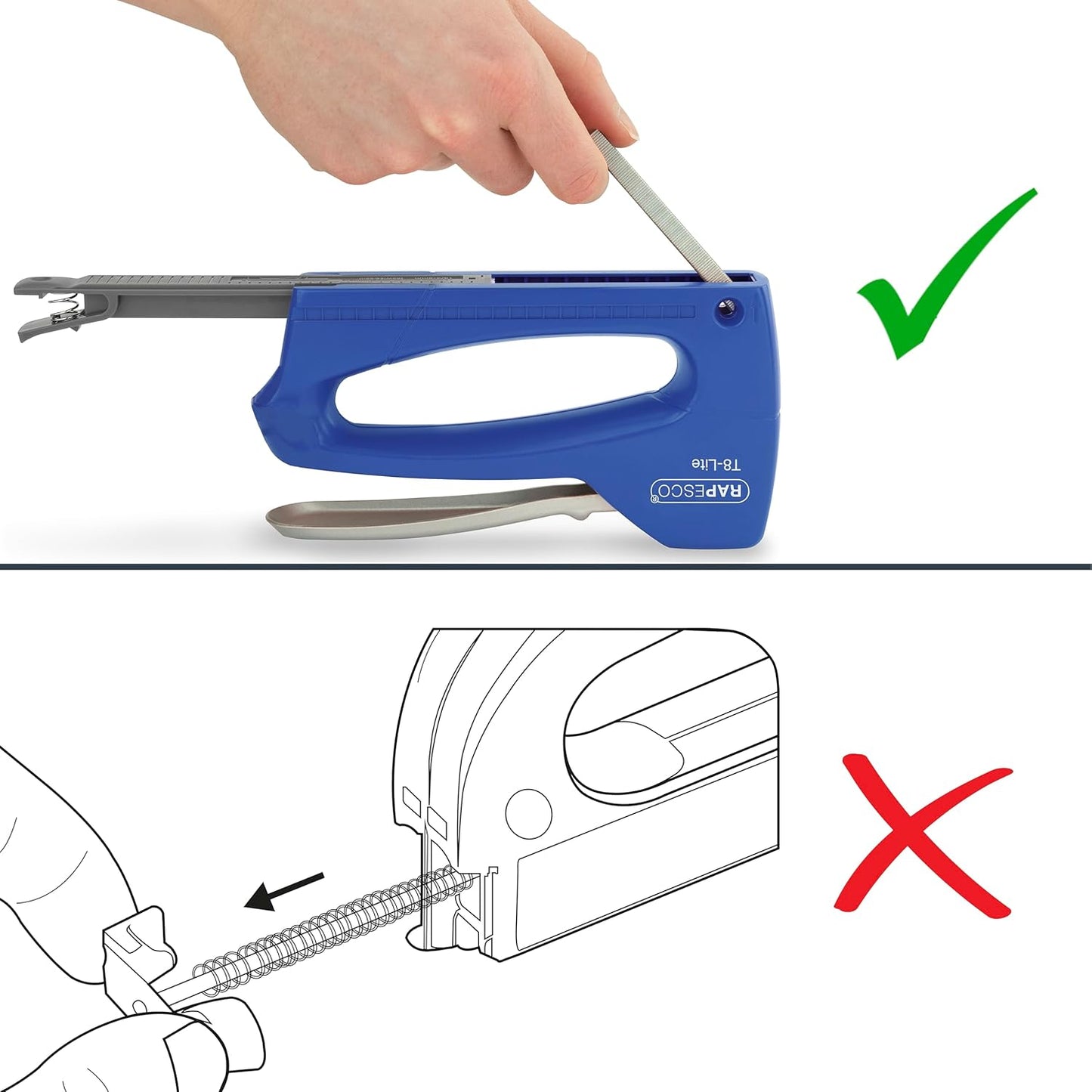 Rapesco 0955 Germ-Savvy Antibacterial, T8-Lite Staple Tacker with 300 13/6mm Staples, Blue/Chrome