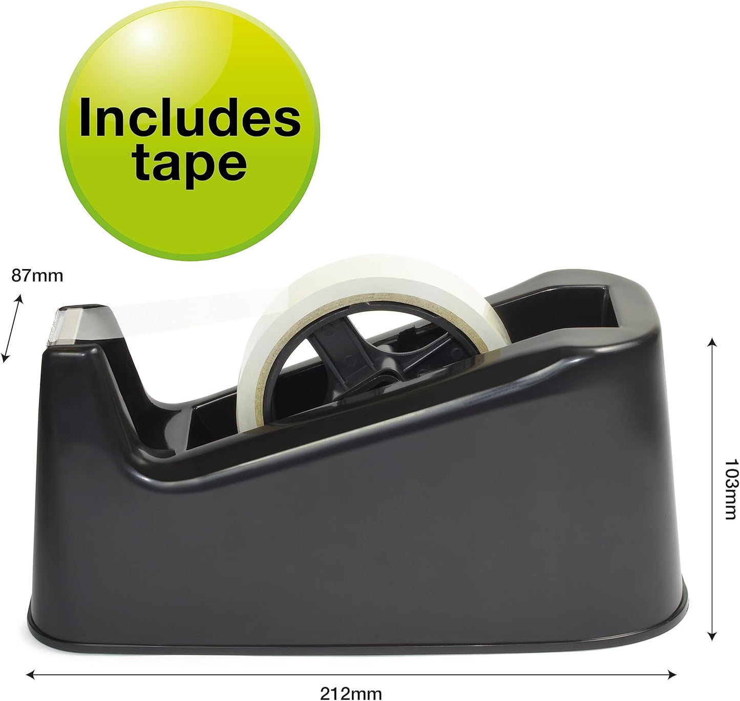 Rapesco 1740 Business Pack: 3 Germ-Savvy Antibacterial 500 Heavy-Duty Tape Dispensers and 3 Clear Tape Rolls, Black