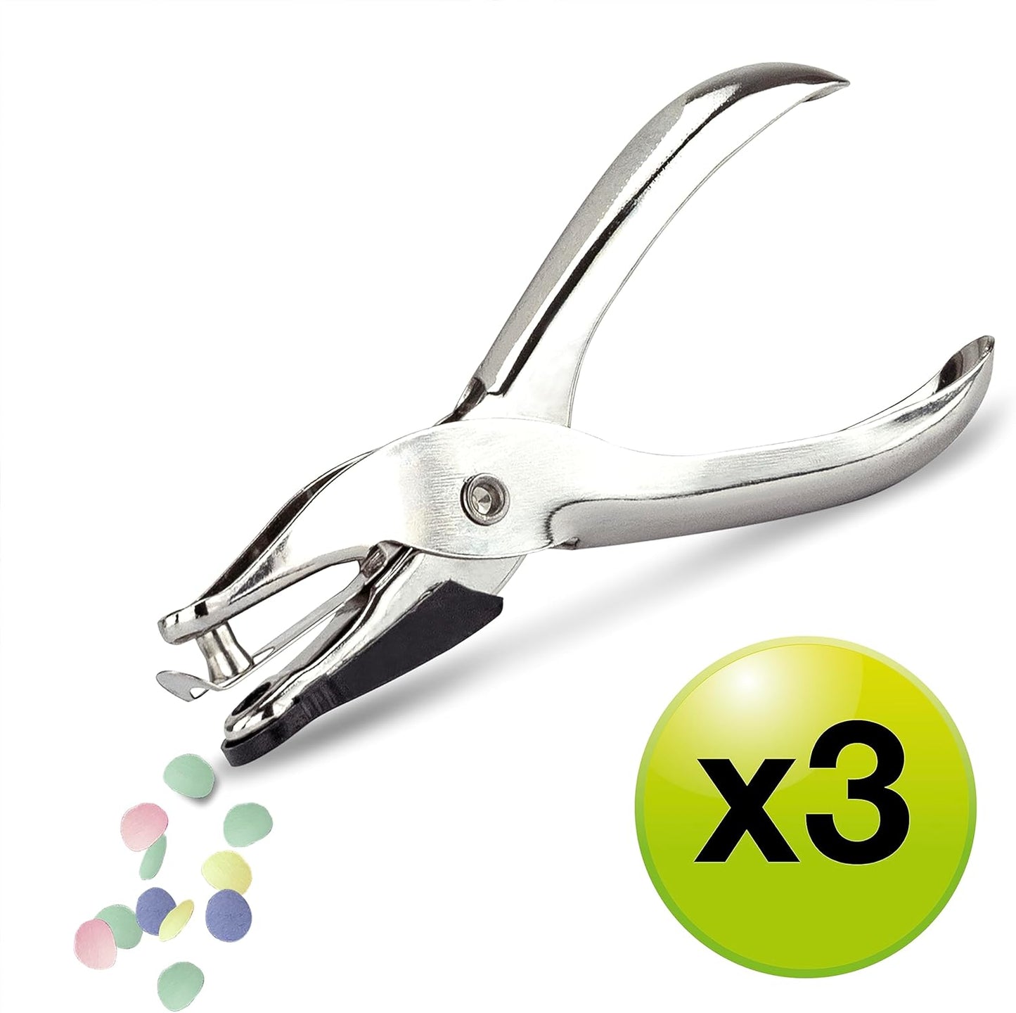 Rapesco 1739 Business Pack: 3 x Single Hole Punch Model 25, 10 Sheet Capacity, Silver