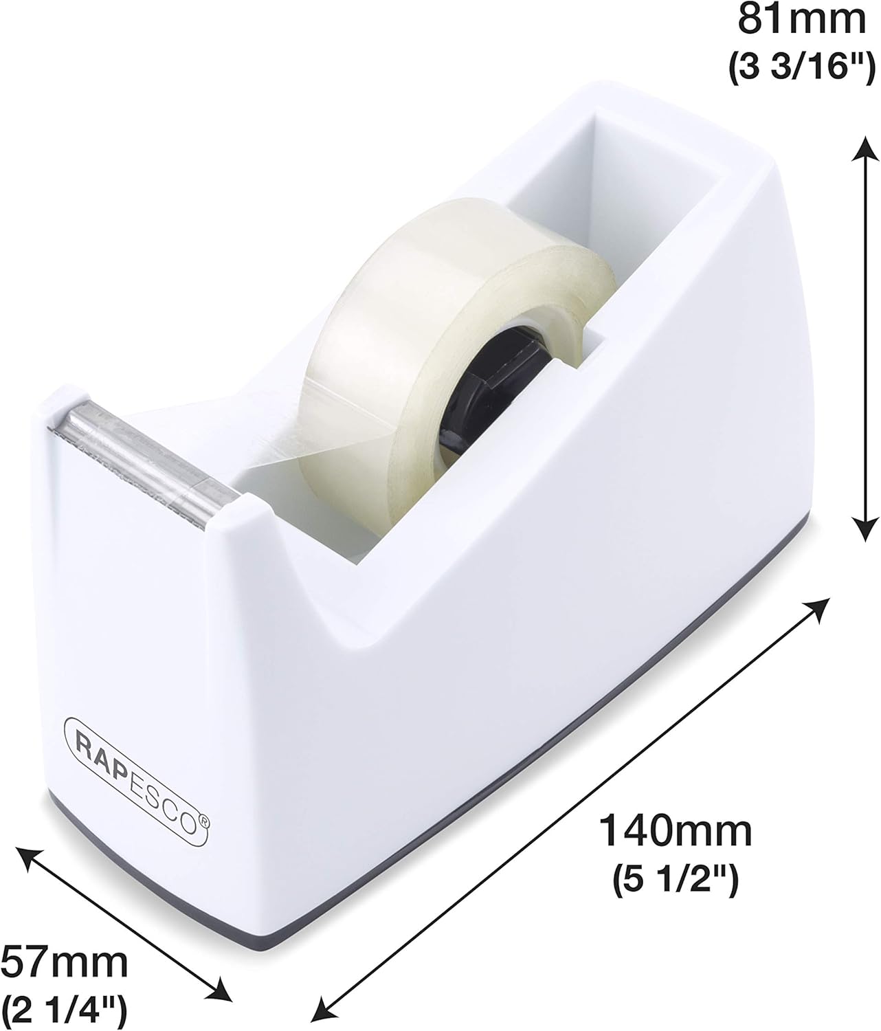 Rapesco 1620 300 Tape Dispenser and 4 Tape Rolls, White