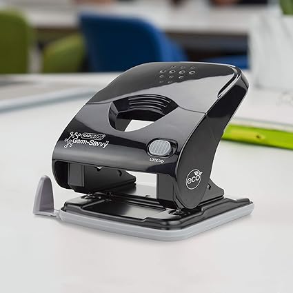 Rapesco 1623 Germ-Savvy Antibacterial, ECO Luna Less Effort Stapler & ECO X5-40ps Less Effort Hole Punch Set, Black