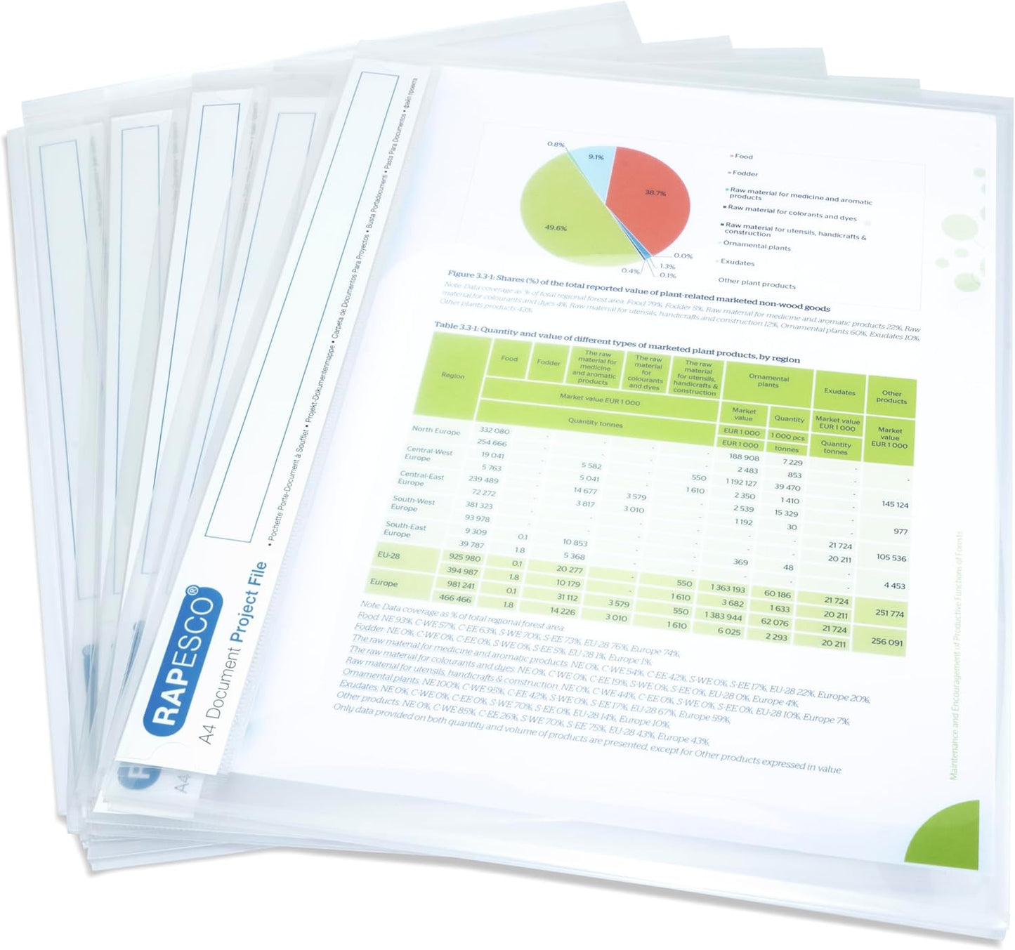 Rapesco 1258 Document Project File, A4, Clear Transparent, Pack of 5