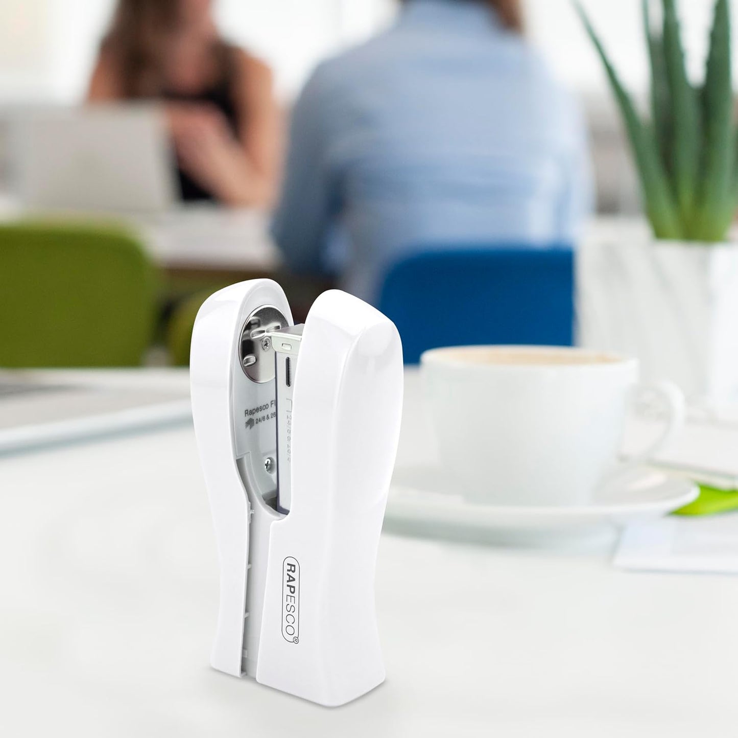 Rapesco 1319 Stand Up/Space-Saving Stapler, 20 Sheet Capacity, White