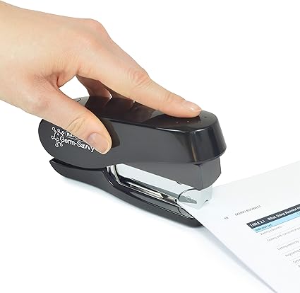 Rapesco 1623 Germ-Savvy Antibacterial, ECO Luna Less Effort Stapler & ECO X5-40ps Less Effort Hole Punch Set, Black
