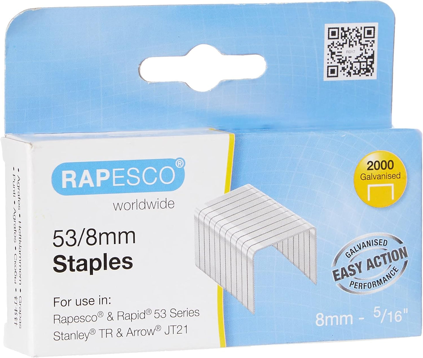 Rapesco 0752 53/8 mm Galvanised Staples, Box of 2000
