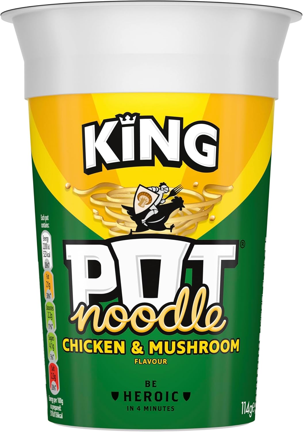 Pot Noodle Chicken & Mushroom King Pot Noodle instant vegetarian snack quick to make noodles 12x 114 g