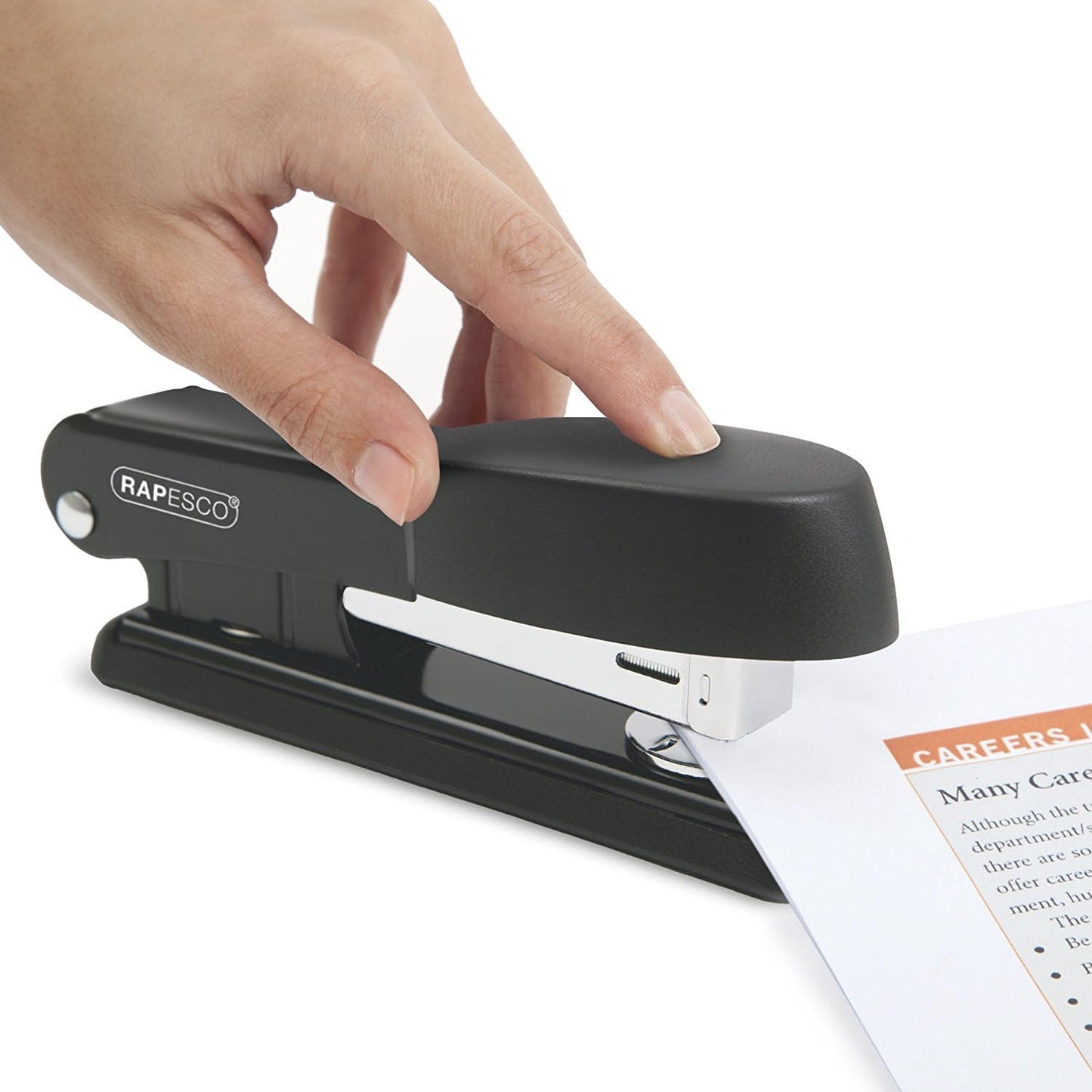 Rapesco R53500B2 Bowfin Half Strip Metal Stapler, 25 Sheet Capacity, Black
