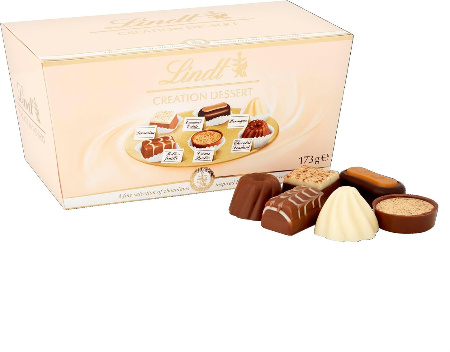 Lindt Creation Dessert - 21 Assorted Fine Dark, Milk and White Chocolate Box Medium, 173g - Gift Present or Sharing Box - Valentine's Day, Birthday, Celebrations, Congratulations