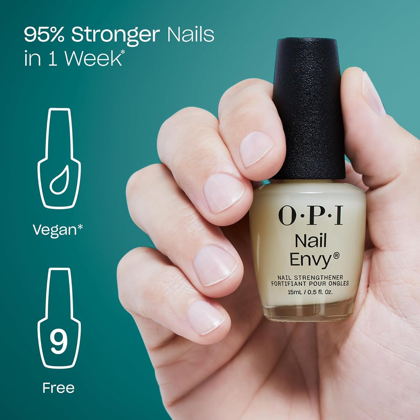 OPI Nail Envy Nail Polish | Nail Strengthener Treatment for Strong Natural Nails | Vegan Nail Repair and Strength for Damaged Nails I OPI Nail Polish, 15ml