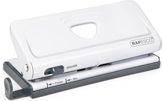 Rapesco 1321 Adjustable 6-Hole Organiser/Diary Punch, 10 Sheet Capacity, White