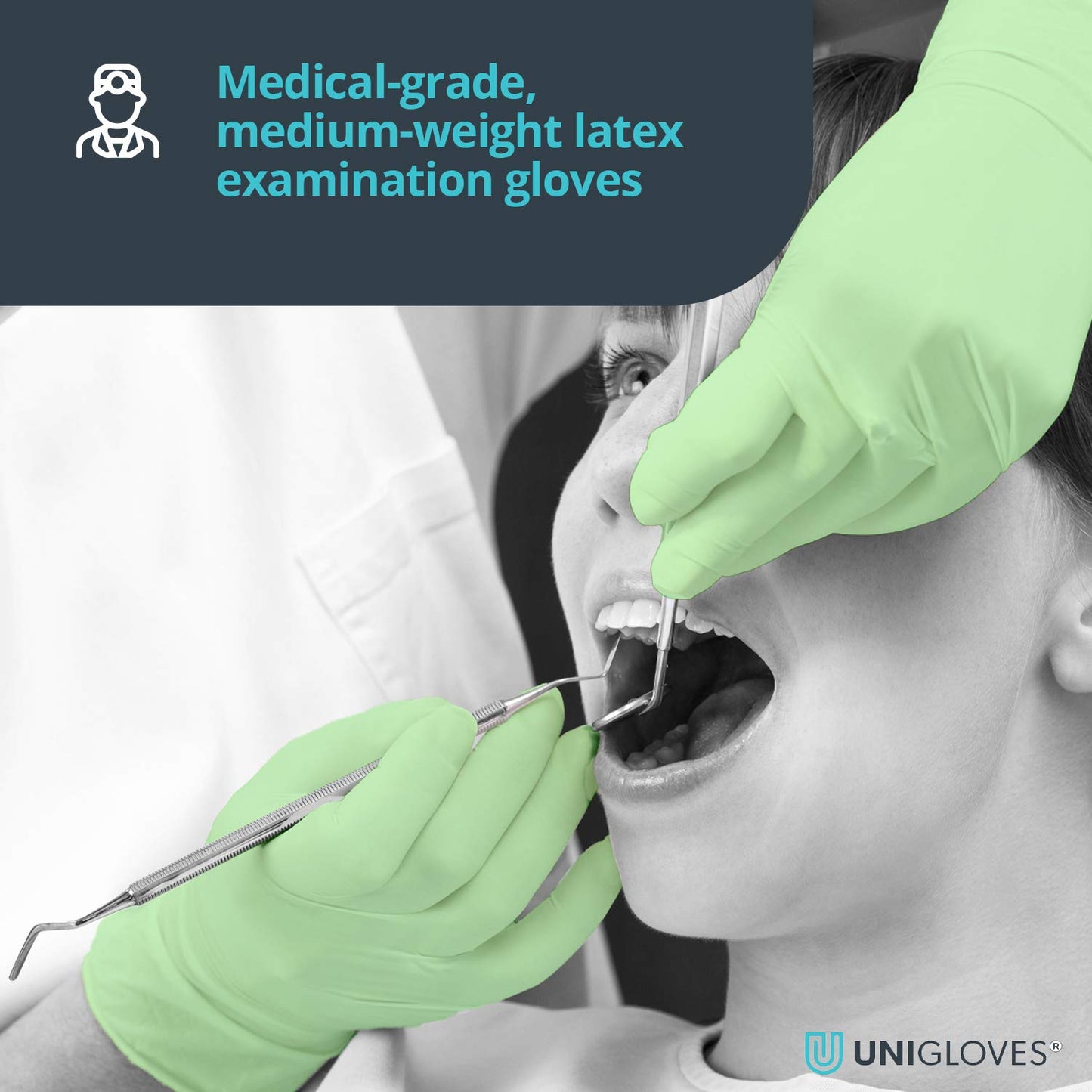 Unigloves Vitality Latex Mint GD0011 Examination - Multipurpose, Scented, Powder Free Disposable Gloves, Box of 100 Gloves, Green, Extra Small