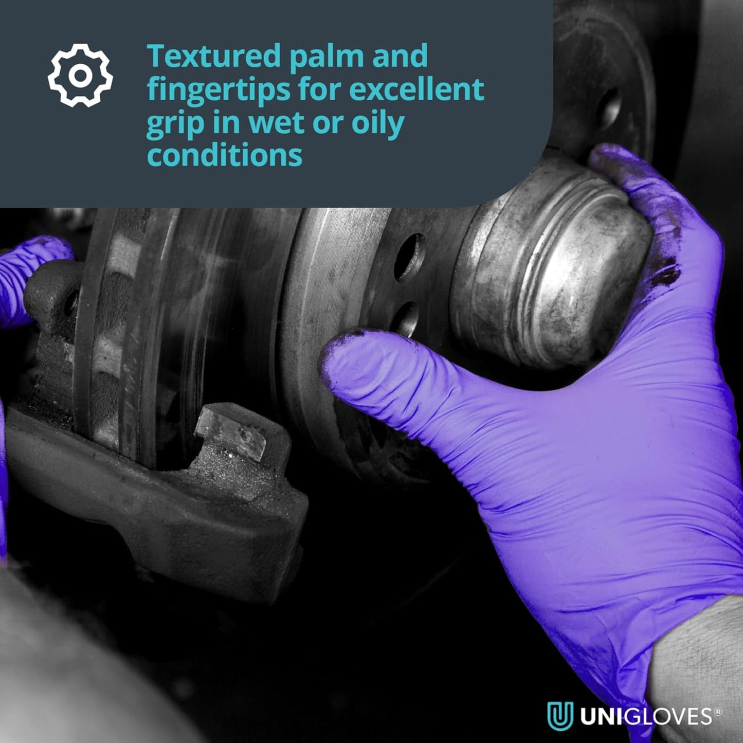 Unigloves Stronghold GM0063 Nitrile Examination - Multipurpose, Powder Free and Latex Free Disposable Gloves, AQL 0.65, Box of 100 Gloves, Purple, Medium
